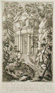 Templo num jardim, gravado por Jacob Andreas Fridrich (1714-79) (gravura) de Johann Jacob (after) Schubler