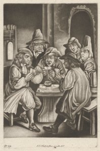 Homens a jogar às cartas de Johann Jacobus Haid