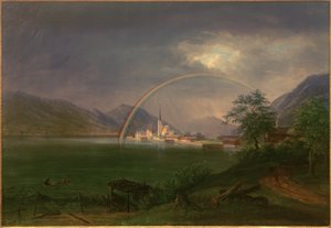 Egern no Lago Tegern com arco-íris de Johann Jakob Dorner der Jüngere
