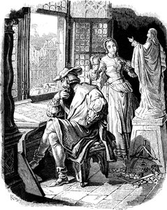 Arquiteto Erwin von Steinbach com sua filha Sabina Ilustração da história do povo alemão por E. Duller, 1840