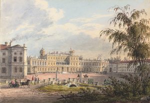 O Palácio Imperial, Gatchina (lápis & aguarela acentuados com branco & goma arábica sobre papel) de Johann Jakob Meier