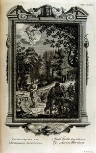 Abraão prepara-se para sacrificar Isaac de Johann Jakob Scheuchzer