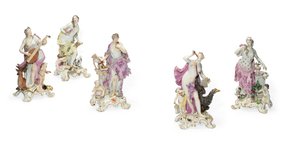 Cinco figuras de Meissen emblemáticas dos sentidos, c.1765 (porcelana)
