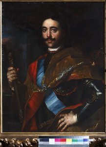 Retrato do Imperador Pedro I, o Grande (1672-1725) - Jan (Johann) Kupecky (Kupetzky) (1667-1740). Óleo sobre tela