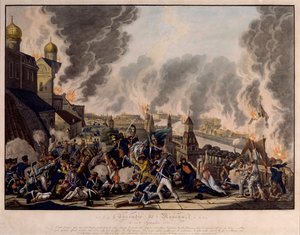 A queima de Moscou em 15 de setembro de 1812. A Grande Armée (França) invadiu a cidade russa (Guerras Napoleônicas