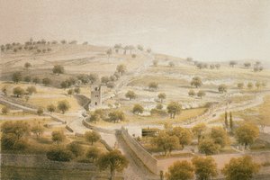 Getsêmani, Monte das Oliveiras. Gravura por Bernatz e outros - Steinkopk JF Editore
