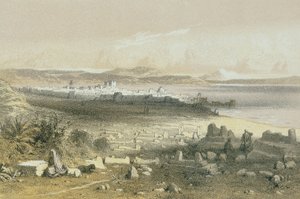 Tiberias em uma gravura por Schacher-Steinkopk JF Editore de Johann Martin Bernatz