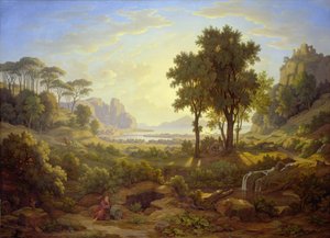 Paisagem italiana ao pôr do sol