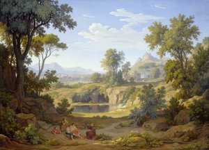 Paisagem italiana com um peregrino e rústico, 1829