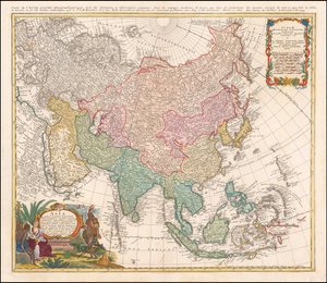 Mapa da Ásia de 1744 por Johann Matthias Hase de Johann Matthias Hase