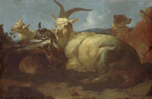 Um pastor de cabras observando seus animais de Johann Melchior Roos