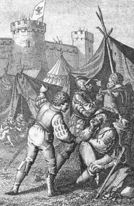 Confederação dos VIII Cantões (Suíça): "Imperador Carlos IV (1316-1375) sitiando a cidade de Zurique por volta de 1351 (Carlos IV, Santo Imperador Romano sitiando Zurique na época da Antiga Confederação Suíça (Antiga Confederação de oito estados) 1351) Eng