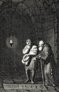 Imperador Carlos IV (1346-1378) recolhendo na sepultura de Widukind da Saxónia (ou Wittekind of Saxony) um Enger Alemanha em 1377 (Carlos IV, Santo Imperador Romano na sepultura de Widukind (Widuking ou Wittekind) em Enger, Alemanha) Gravura de Johann Mich