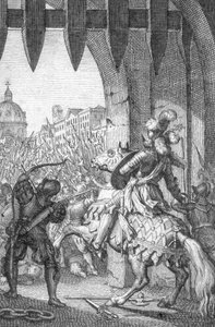 Entrado em Roma por Henrique VII do Luxemburgo (1275-1313) em 1312 (Henrique VII, Santo Imperador Romano ao entrar em Roma para ser coroado imperador 1312) Gravura de Johann Michael Mettenleiter (1765-1853) 1800 Colecção Privada