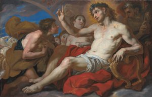 Apollo concedendo permissão a Phaeton para dirigir a carruagem do sol de Johann Michael Rottmayr