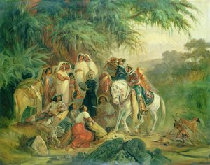 Cena folclórica, em, pico, de, Orizaba, méxico de Johann Moritz Rugendas