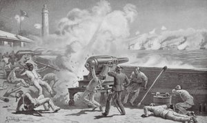 O bombardeamento de Alexandria (litografia) de Johann Nepomuk (after) Schonberg