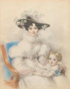 Princesa Henrietta de Nassau-Weilburg 1797-1829 com a filha Maria, 1829.