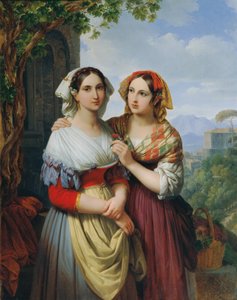 Duas garotas em uma paisagem