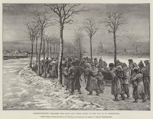 Aldeões atingidos pela fome que deixaram seus lares a caminho de São Petersburgo de Johann Nepomuk Schonberg