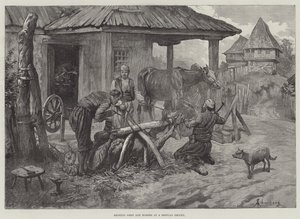 Calçando Bois e Cavalos em uma Forja Servian