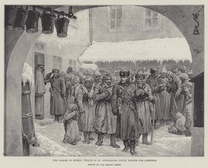 A fome na Rússia, a polícia em São Petersburgo dando boletos para os alojamentos de Johann Nepomuk Schonberg