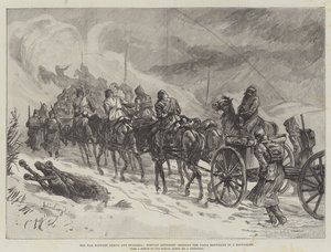 A guerra entre Servia e Bulgária, Servian Artillery cruzando as montanhas Ploca em uma tempestade de neve