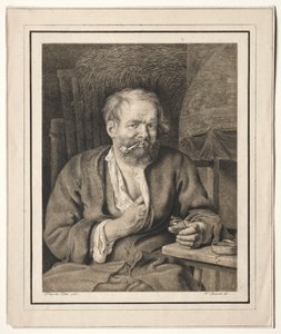 Camponês sentado à mesa, fumando cachimbo, 1817-1821.