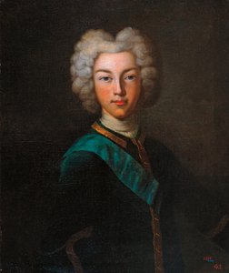 Retrato do Czar Pedro II da Rússia (Retrato do Czar Pedro II da Rússia) - Pintura de Johann Paul Luedden (Ludden) (?-1739), óleo sobre tela, final de 1720 - Museu do Estado ao ar livre Palácio de Pavlovsk, São Petersburgo ( Rússia) de Johann Paul (d.1739) Luedden