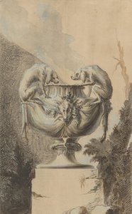 Desenho para um vaso de jardim com tema de caça, ca. 1740. de Johann Paul Egell