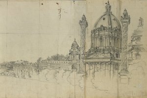 Vista sobre os subúrbios do sul de Viena e a igreja de Karlskirche de Johann Peter Krafft