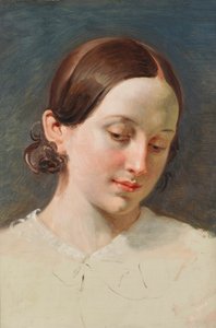Cabeça de uma menina com cabelo castanho (estudo para "Rüdiger und Angelica") de Johann Peter Krafft