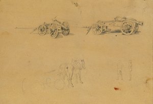 Estudo para canhões, parafernália do exército de Johann Peter Krafft