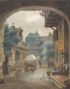 Vista para o pátio de uma pousada em Colmar, 1821-77.