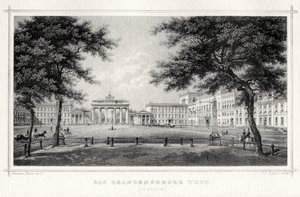 O portão de Brandemburgo, Berlim, século XIX. de Johann Poppei