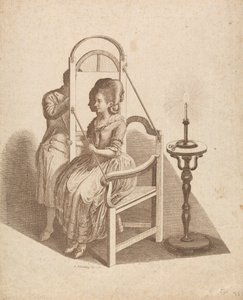 Artista desenhando a silhueta de uma mulher de Johann Rudolph Schellenberg