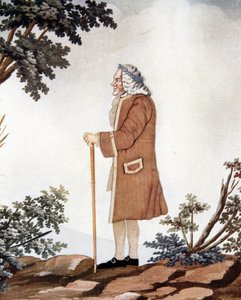 Retrato de Voltaire, escritor francês (1694-1778) - em "Gouache e seda" atribuído a Johann Huber de Genebra de Johann Rudolph the Elder (attr.to) Huber