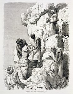 Subida da Grande Pirâmide, século XIX (gravura em papel) de Johann Rudolph the Elder Huber