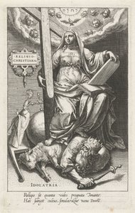 Religião Cristã (Religio Christiana) supera a idolatria (Idolatria)
Religio Christiana (título sobre o objecto)
Virtudes vencem vícios (título da série) de Johann Sadeler (I)
