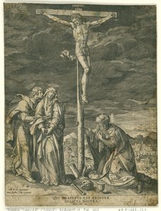 Cristo na Cruz, com Maria, João e Maria Madalena de Johann Sadeler (I)