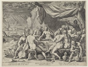 A humanidade pecadora antes do dilúvio Sicvt avtem erat in diebvs noe (título no objeto) de Johann Sadeler (I)