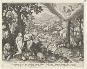 Deus Pai abençoa Adão, Eva e os animais Criação do Mundo (título da série)