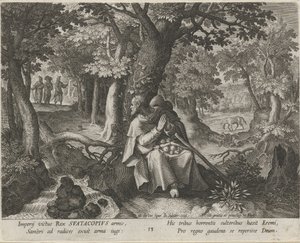 Santo Suatacopius como eremita
A vida virtuosa dos ermitãos (título da série)
Trophaeum vitae solitariae (título da série) de Johann Sadeler (I)