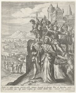 Habitantes de Nazaré expulsam Cristo da cidade Cenas do Novo Testamento (título da série) de Johann Sadeler (I)