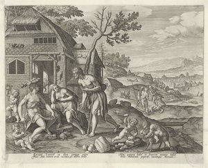 Lamech e as suas duas esposas
Boni et mali scientia (título da série) de Johann Sadeler (I)