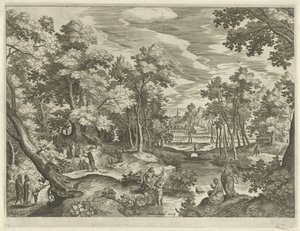 Paisagem com o baptismo de Cristo
Paisagens com cenas do Antigo e do Novo Testamento (título da série) de Johann Sadeler (I)