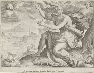 Céu Aer (título no objeto) Os Quatro Elementos (título da série) de Johann Sadeler (I)