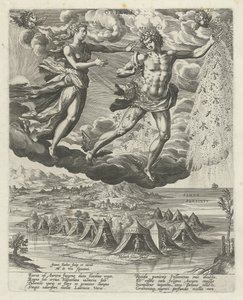 vento do Leste Oriens (título no objeto) Os Quatro Ventos (título da série) de Johann Sadeler (I)