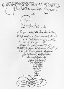 Título manuscrito do piano bem temperado, 1722 (caneta e tinta no papel)