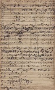 Manuscrito da Cantata É Salvação e Vem Aqui de Johann Sebastian Bach